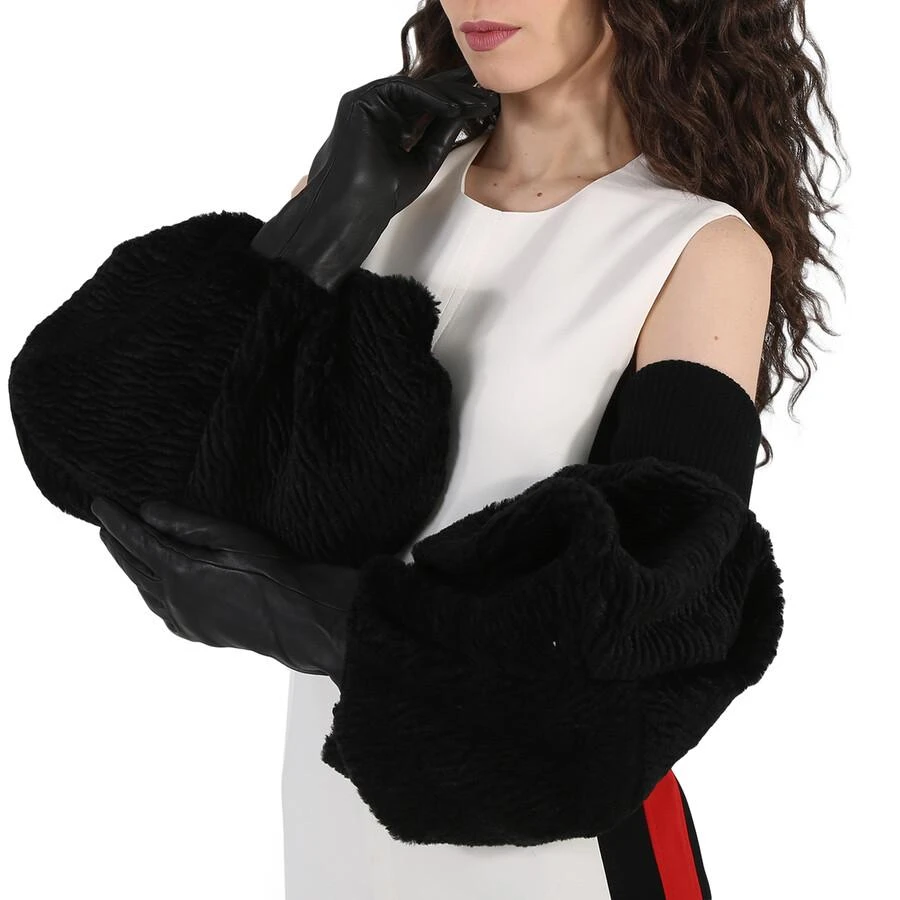商品Burberry|Burberry Black Chenille Puffy Sleeve Gloves, Size 6.5,价格¥859,第3张图片详细描述