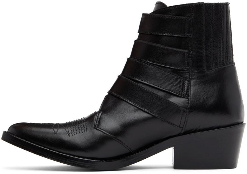 黑色 Four Buckle Western 踝靴商品第3张图片规格展示