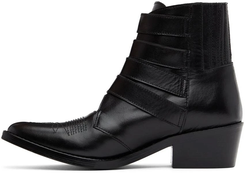 商品Toga Pulla|Black Leather Four Buckle Western Boots,价格¥1231,第3张图片详细描述