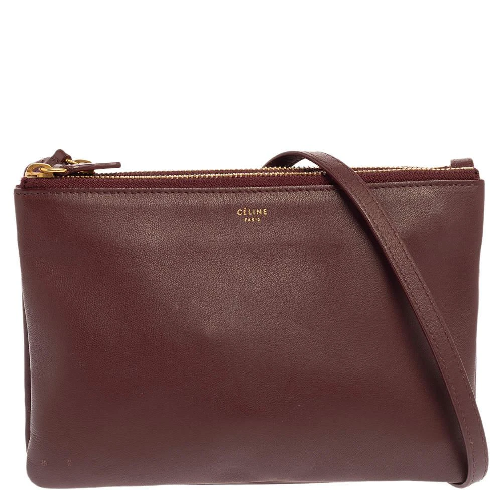 商品[二手商品] Celine|Céline Burgundy Leather Small Trio Zip Crossbody Bag,价格¥2975,第1张图片