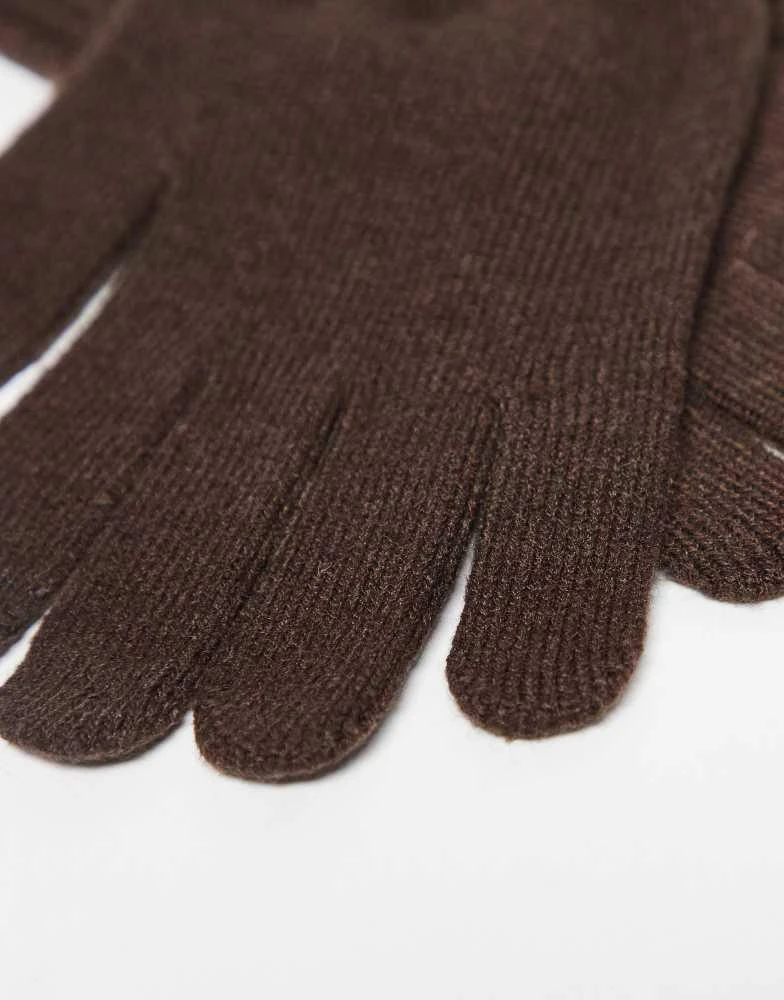 商品ASOS|ASOS DESIGN touch screen gloves in polyester in chocolate,价格¥62,第2张图片详细描述