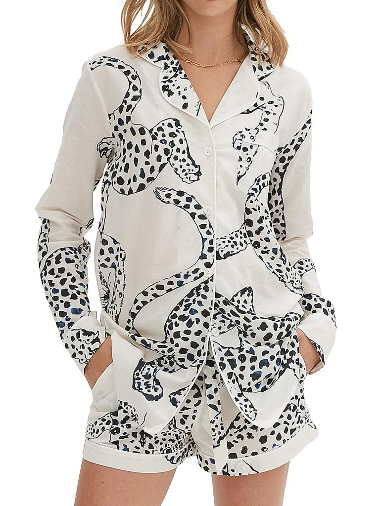 商品Desmond & Dempsey|Jaguar Print Cotton Signature Pajama Set,价格¥1438,第2张图片详细描述