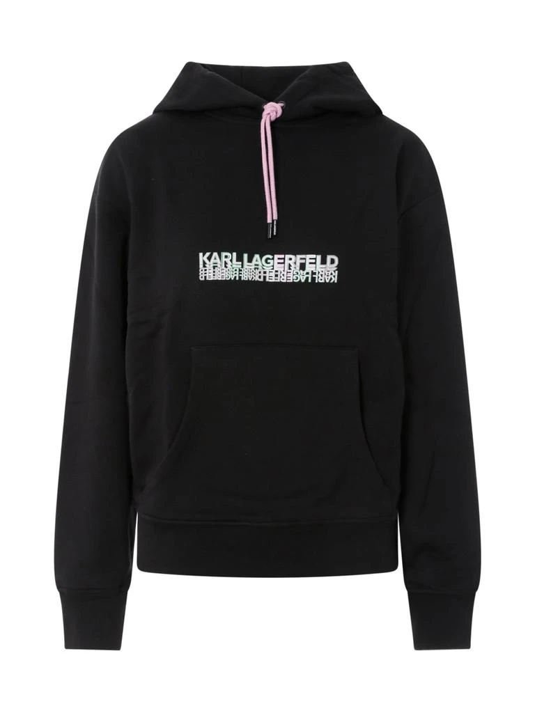 商品Karl Lagerfeld Paris|Karl Lagerfeld Logo Printed Drawstring Hoodie,价格¥1596,第1张图片