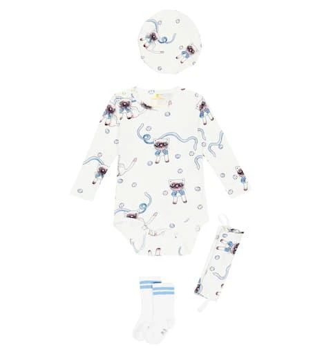 商品Mini Rodini|婴幼儿 — 棉质连身衣、帽子与袜子套装,价格¥292,第1张图片