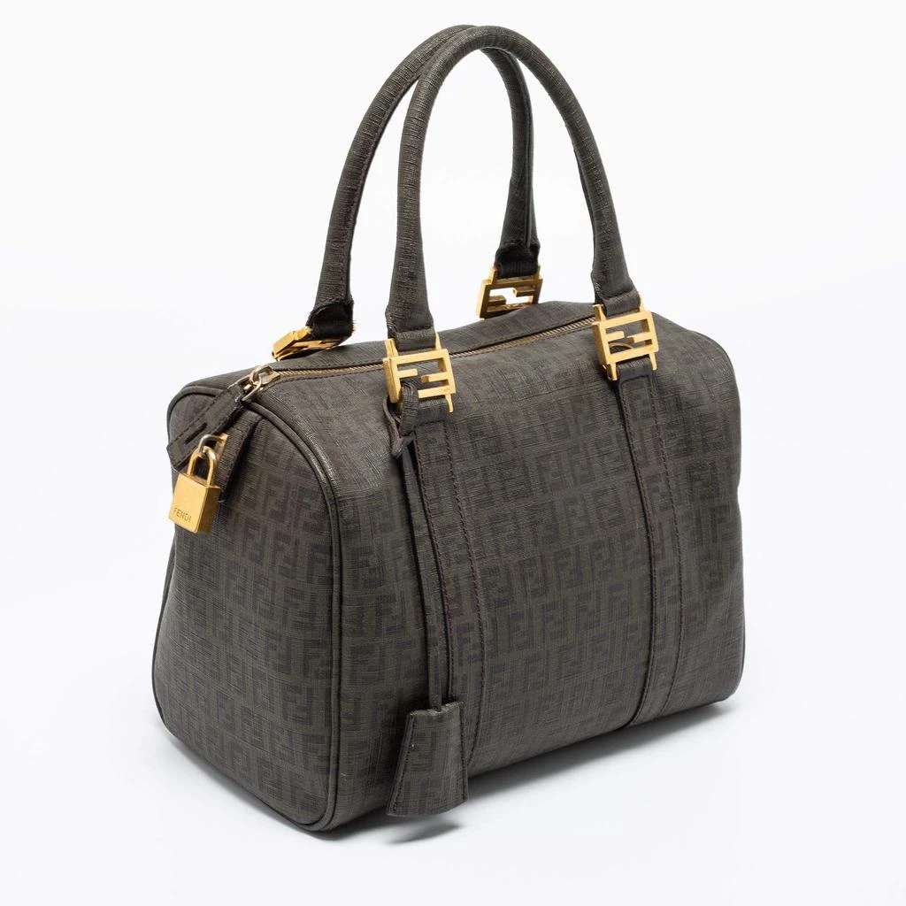 商品[二手商品] Fendi|Fendi Grey Zucchino Coated Canvas Forever Bauletto Boston Bag,价格¥4544,第3张图片详细描述