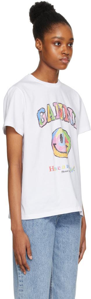 商品Ganni|SSENSE Exclusive White Logo T-Shirt,价格¥631,第4张图片详细描述