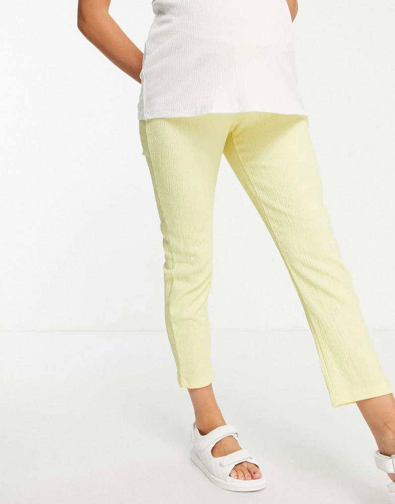 商品ASOS|ASOS DESIGN Maternity under the bump textured peg trouser with tie waist in lemon,价格¥64,第4张图片详细描述