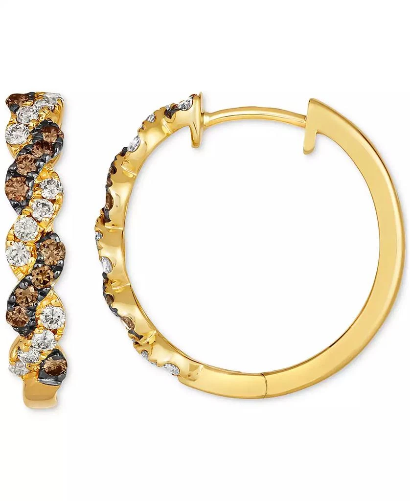 商品Le Vian|Chocolate Diamond & Nude Diamond Twist Style Small Hoop Earrings (3/4 ct. t.w.) in 14k Gold, 0.82",价格¥9640,第2张图片详细描述