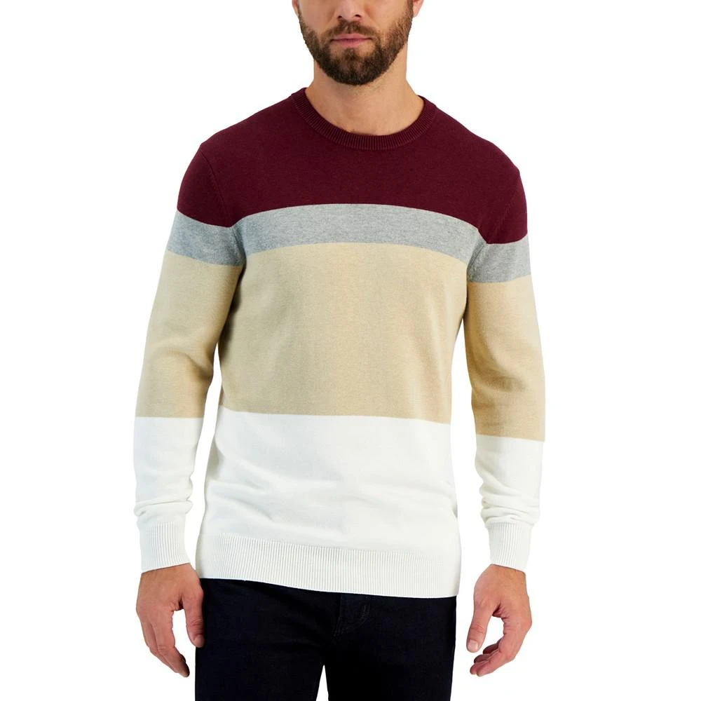 商品Club Room|Men's Elevated Marled Colorblocked Long Sleeve Crewneck Sweater, Created for Macy's,价格¥142,第1张图片