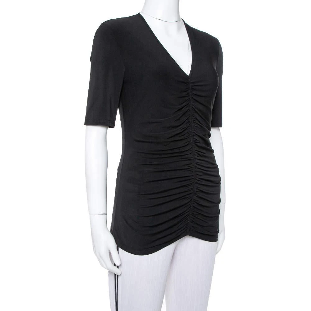 商品[二手商品] Burberry|Burberry Black Stretch Knit Ruched V-Neck Top S,价格¥1730,第2张图片详细描述