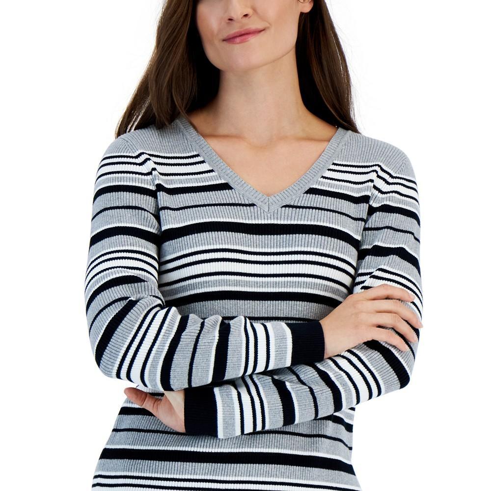 商品Karen Scott|Women's Cotton Striped Iysha Sweater, Created for Macy's,价格¥95,第5张图片详细描述