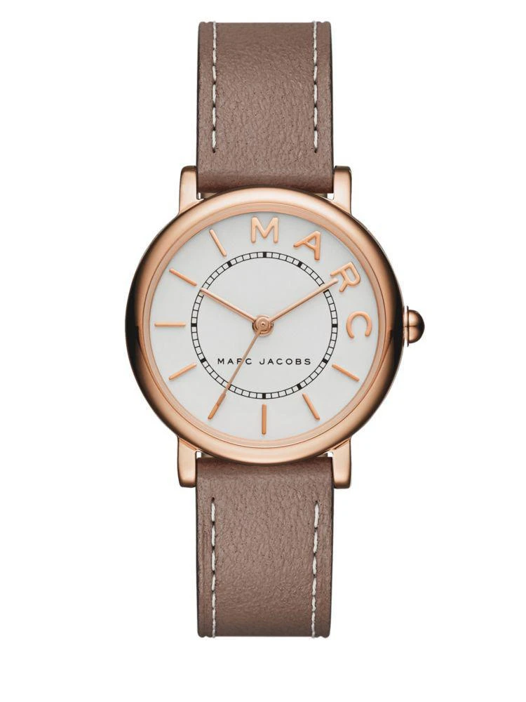 商品Marc Jacobs|Roxy Rose Goldtone Stainless Steel and Leather White Satin Dial Strap Watch,价格¥1503,第1张图片