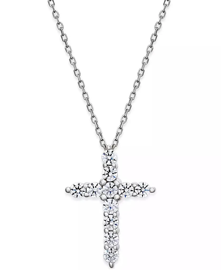 商品Macy's|Diamond Cross Pendant Necklace (1/2 ct. t.w.) in 14k White Gold,价格¥13925,第1张图片