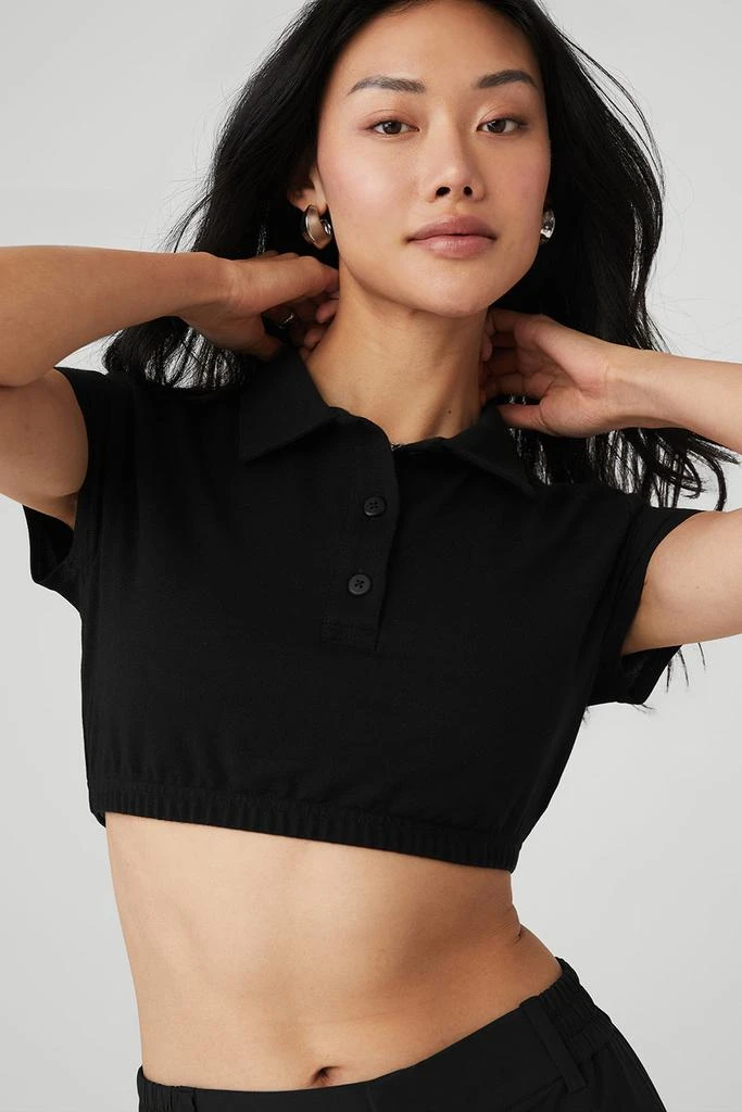 商品Alo|Cropped Prestige Polo - Black,价格¥517,第4张图片详细描述