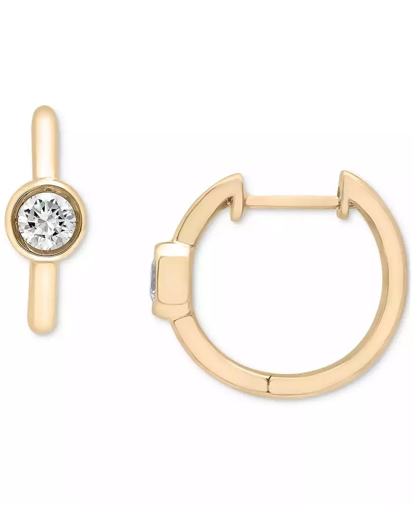 商品Macy's|Diamond Bezel Polished Hoop Earrings (1/3 ct. tw) in 10k Gold, Created for Macy's,价格¥3889,第1张图片