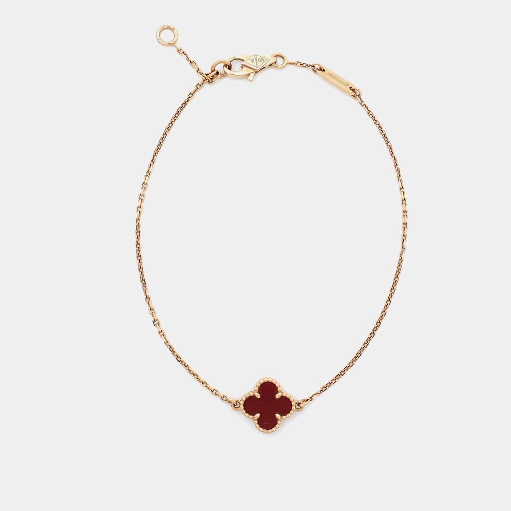 Van Cleef & Arpels Sweet Alhambra Carnelian 18k Rose Gold Bracelet商品第3张图片规格展示