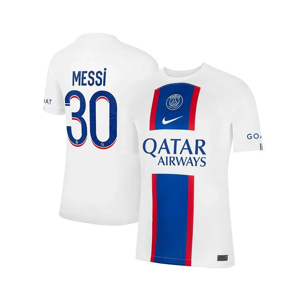 商品NIKE|Men's Lionel Messi White Paris Saint-Germain 2022/23 Third Breathe Stadium Replica Player Jersey,价格¥993,第1张图片