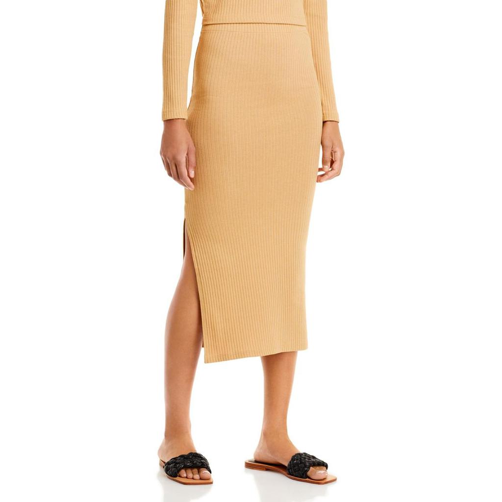 French Connection Womens Cotton Ribbed Midi Skirt商品第1张图片规格展示