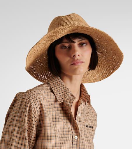 関税・送料込 MIU MIU Raffia & viscose ハット Miu Miu Raffia hat - Hats - Free Shipping - BeyondStyle