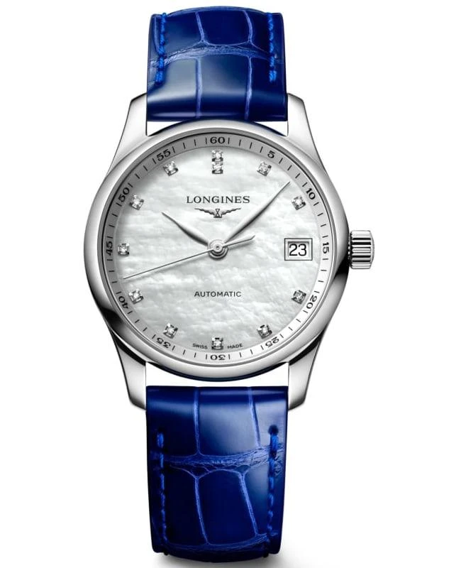 商品Longines|Longines Master Collection Mother of Pearl Diamond Dial Leather Strap Women's Watch L2.357.4.87.0,价格¥15449,第1张图片