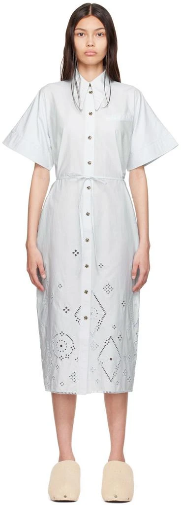 商品Ganni|Blue Organic Cotton Midi Dress,价格¥701,第1张图片