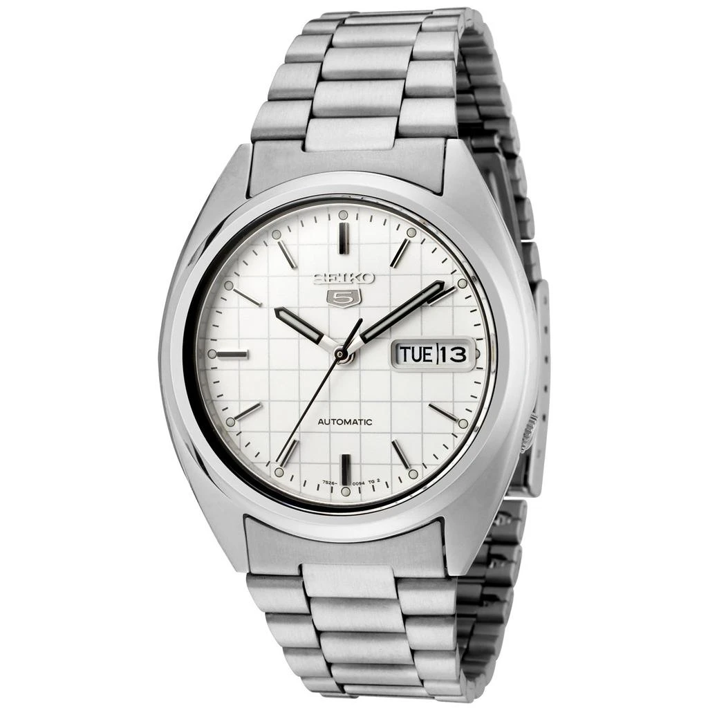 商品Seiko|Seiko Men's SNXF05 5 Automatic White Dial Stainless Steel Watch,价格¥1476,第1张图片