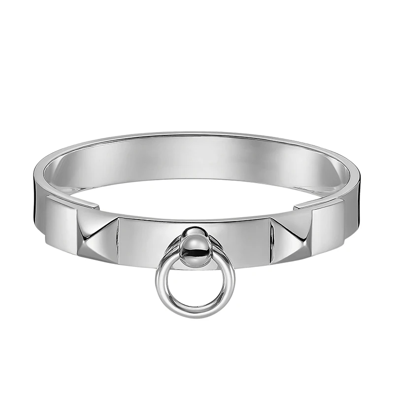 商品Hermes| HERMES/爱马仕 经典Collier de Chien系列 小号925纯银项圈型手镯H115424B,价格¥8360,第1张图片