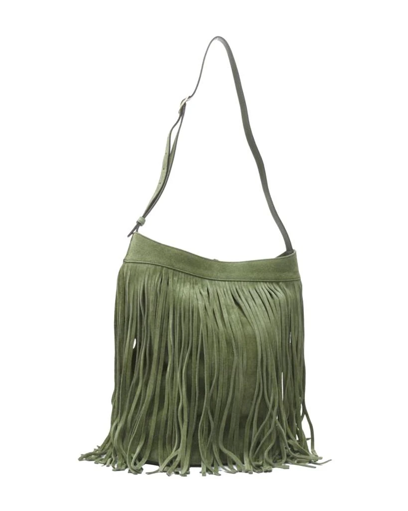 商品[二手商品] Celine|CELINE Hedi Slimane khaki green suede fringe medium bucket bag,价格¥17107,第5张图片详细描述