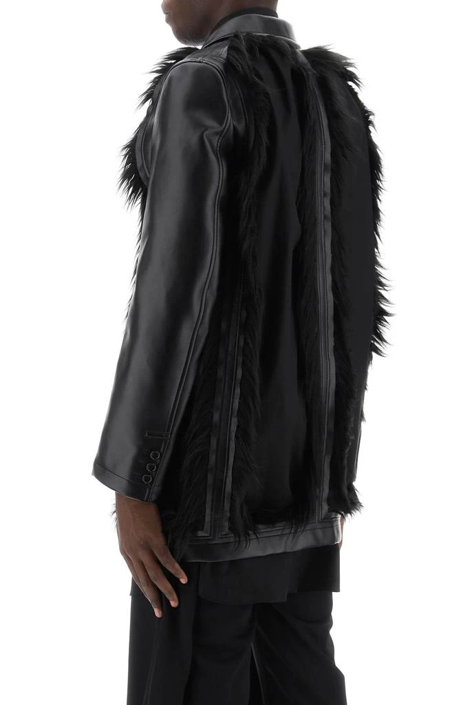 商品Comme des Garcons|faux leather destroyed balzer with eco-fur trims,价格¥4453,第3张图片详细描述