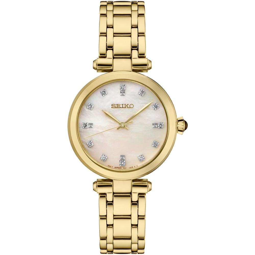 Women's Diamond (1/8 ct. t.w.) Gold-Tone Stainless Steel Bracelet Watch 30mm商品第1张图片规格展示