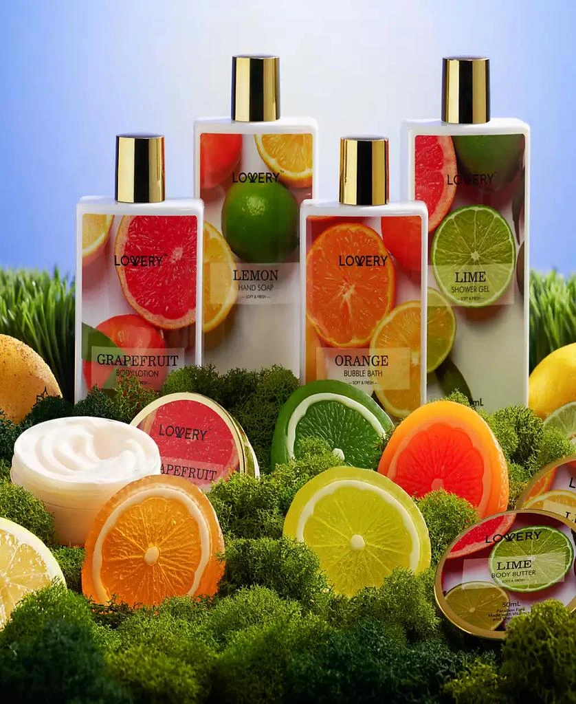 商品Lovery|Bath and Body Care Gift Set, Home Spa Kit in Lemon, Orange, Grapefruit Lime Scents, Relaxing Stress Relief Gift, 19 Piece,价格¥270,第3张图片详细描述