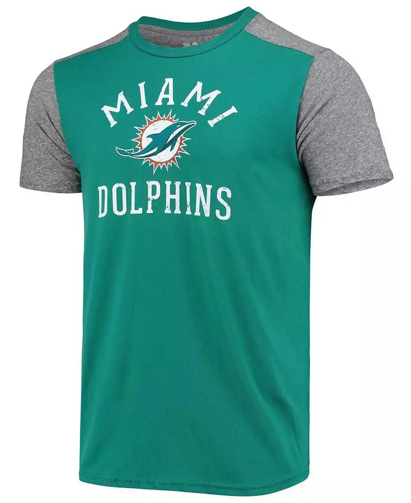 商品Majestic|Men's Aqua, Gray Miami Dolphins Field Goal Slub T-shirt,价格¥335,第3张图片详细描述