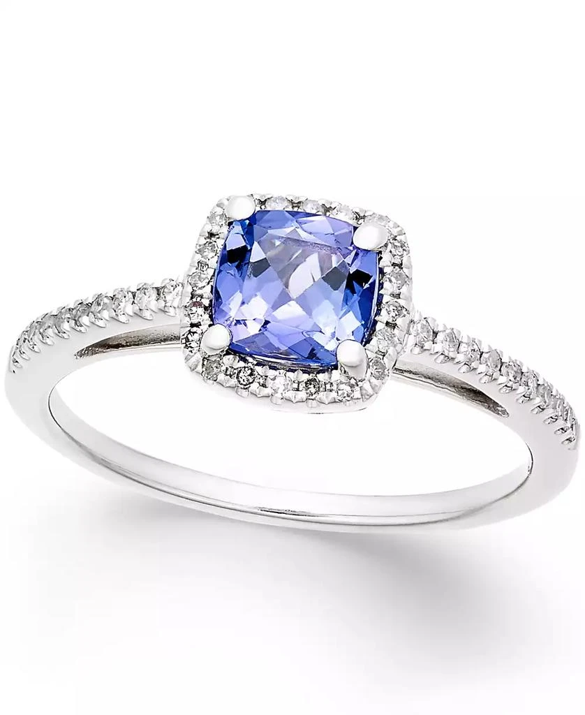 商品Macy's|Tanzanite (5/8 ct. t.w.) and Diamond (1/8 ct. t.w.) Ring in 14k White Gold,价格¥4037,第1张图片