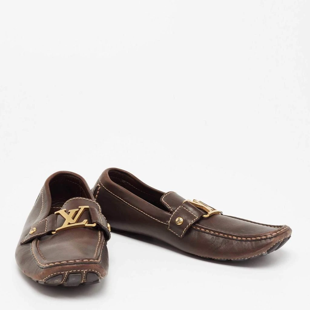 商品[二手商品] Louis Vuitton|Louis Vuitton Dark Brown Leather Monte Carlo Slip On Loafers Size 41,价格¥3019,第4张图片详细描述