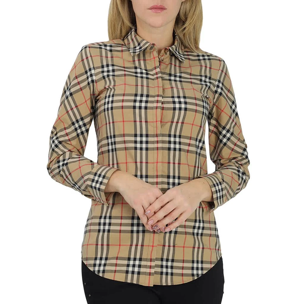 商品Burberry|女式 经典格纹弹力衬衫,价格¥2178,第1张图片