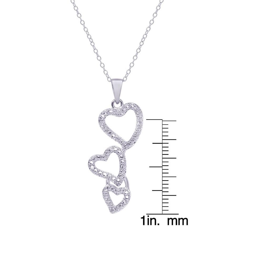 Diamond Accent Silver-plated Triple Heart Pendant Necklace商品第3张图片规格展示