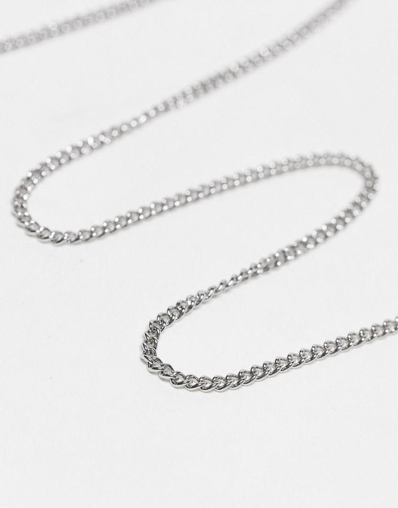 Reclaimed Vintage 3 row mega heart pendant necklace in silver商品第2张图片规格展示