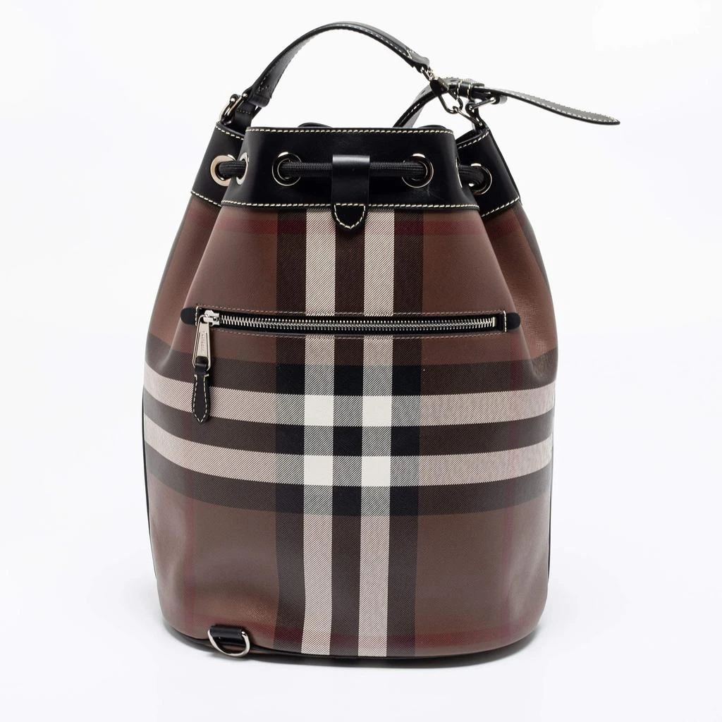 商品Burberry|Burberry Brown Check Print Drawcord Chesterton Bucket Bag,价格¥9360,第4张图片详细描述