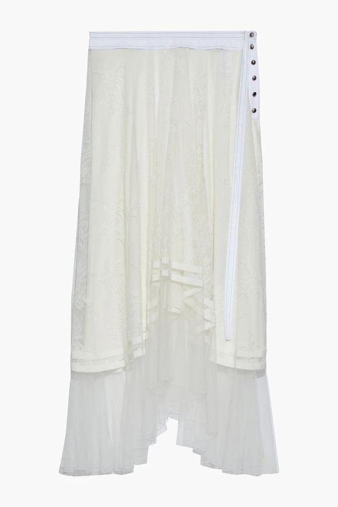商品Chloé|Asymmetric poplin-trimmed lace midi skirt,价格¥4684,第3张图片详细描述