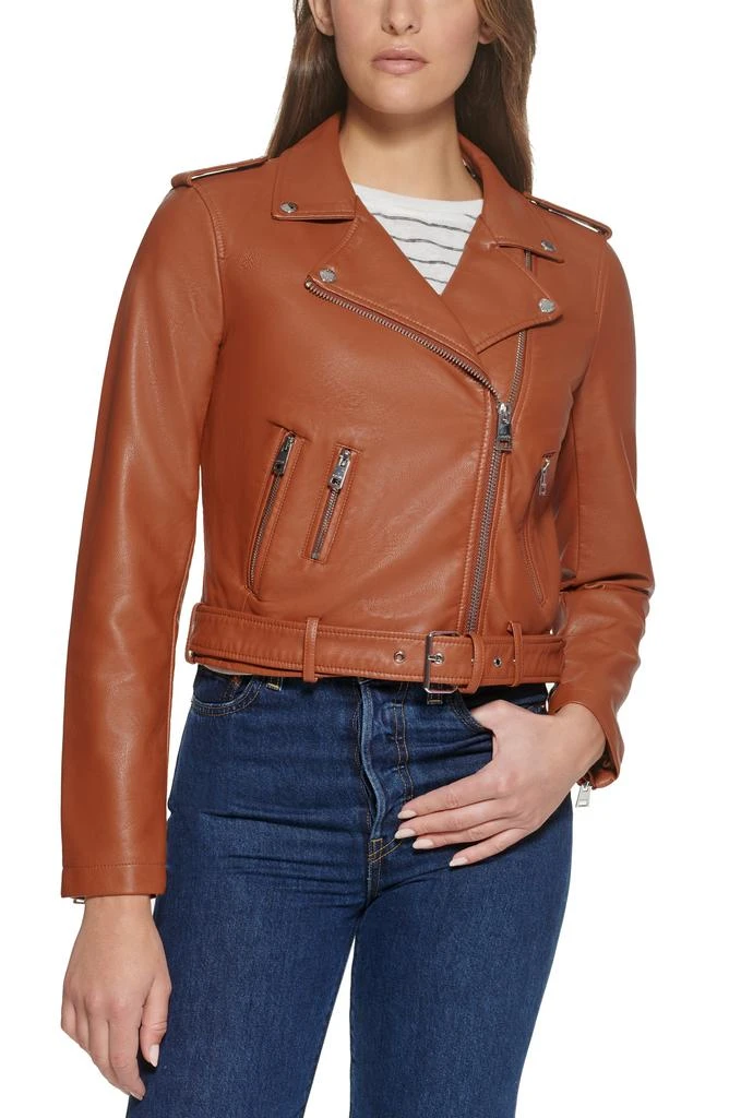 商品Levi's|Faux Leather Fashion Belted Moto Jacket,价格¥455,第5张图片详细描述