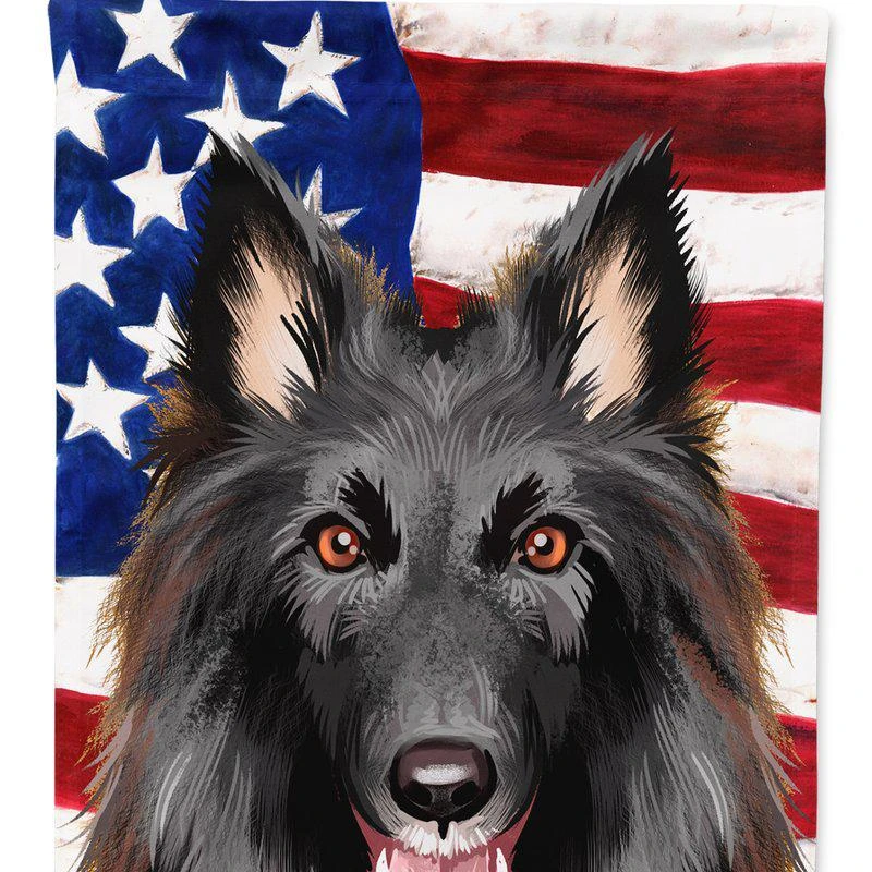 商品Caroline's Treasures|Belgian Groenendael American Flag Garden Flag 2-Sided 2-Ply,价格¥137,第1张图片