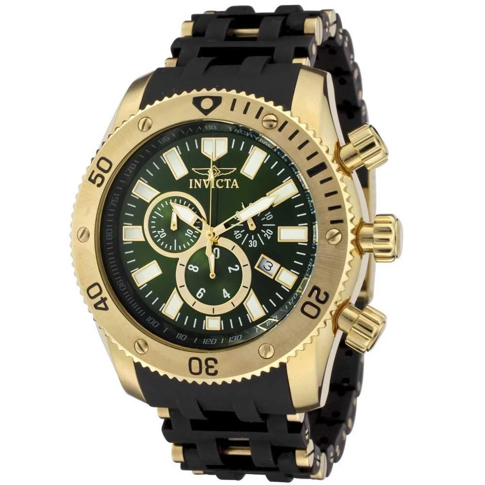 商品Invicta|Invicta 0141 Men's Spider Collection Gold Tone Olive Green Dial Rubber Strap Chronograph Watch,价格¥609,第5张图片详细描述
