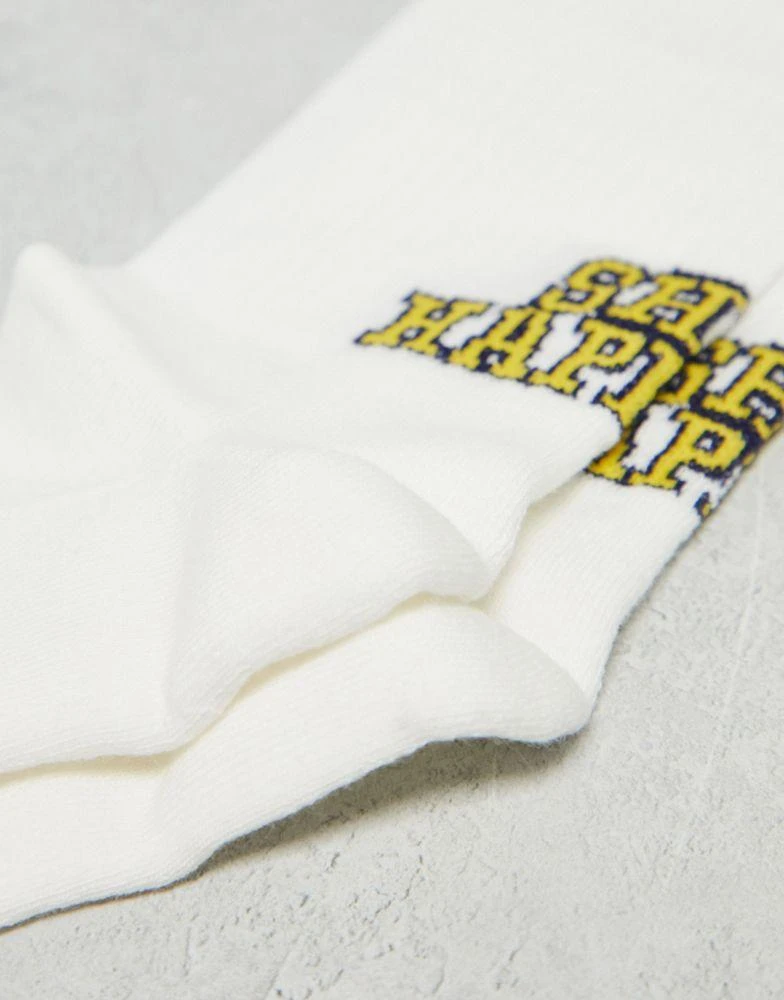 商品ASOS|ASOS DESIGN Shit happens slogan socks in white,价格¥49,第2张图片详细描述