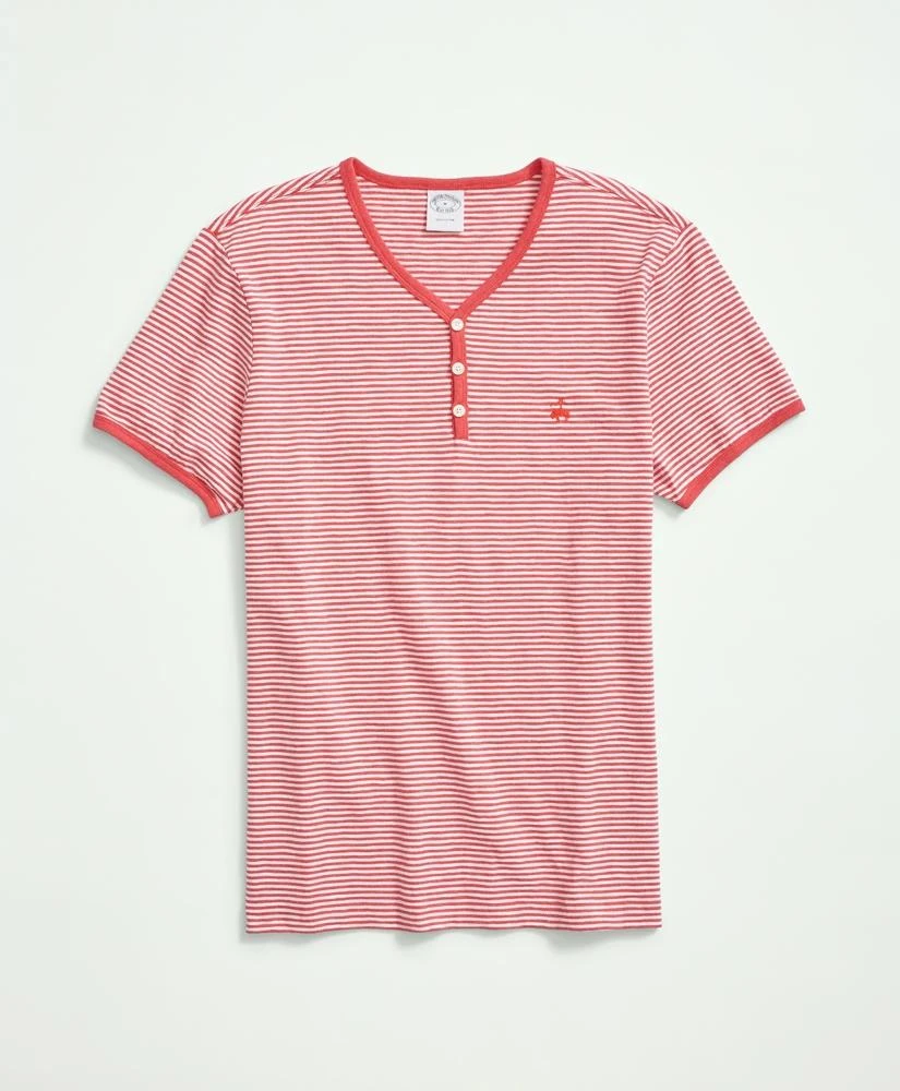 商品Brooks Brothers|Short-Sleeve Striped Slub Cotton Henley,价格¥250,第1张图片