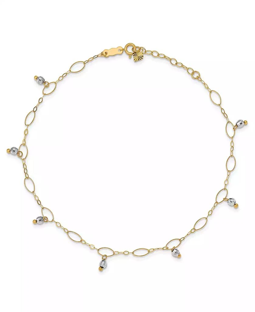 商品Macy's|Reflective Beaded (4 mm) Anklet in 14k Yellow and White Gold,价格¥1496,第1张图片