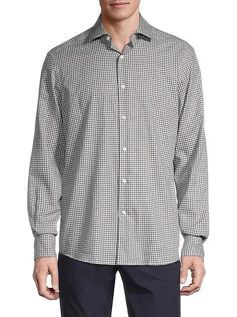 商品Zegna|Premium Micro-Check Cotton Shirt,价格¥832,第3张图片详细描述