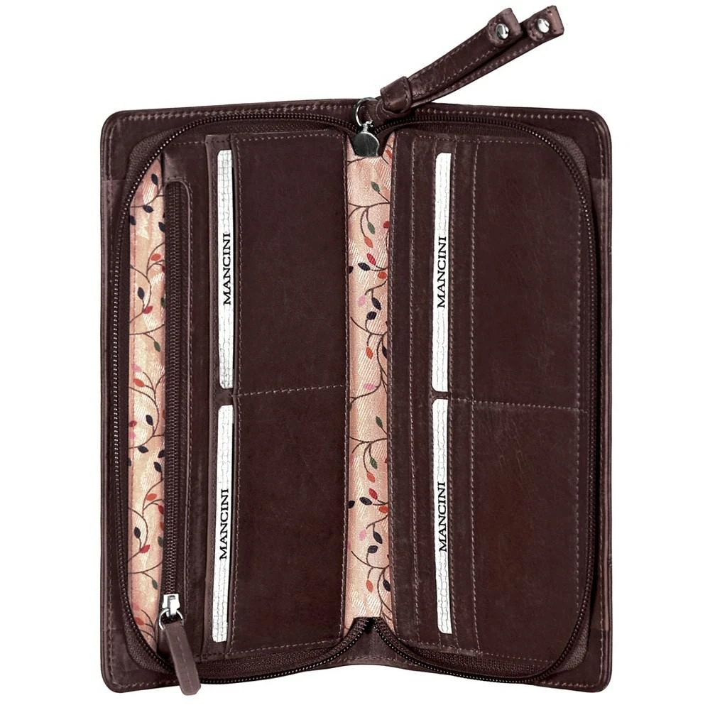 商品Mancini Leather Goods|Casablanca Collection RFID Secure Ladies Zippered Clutch Wallet,价格¥734,第2张图片详细描述