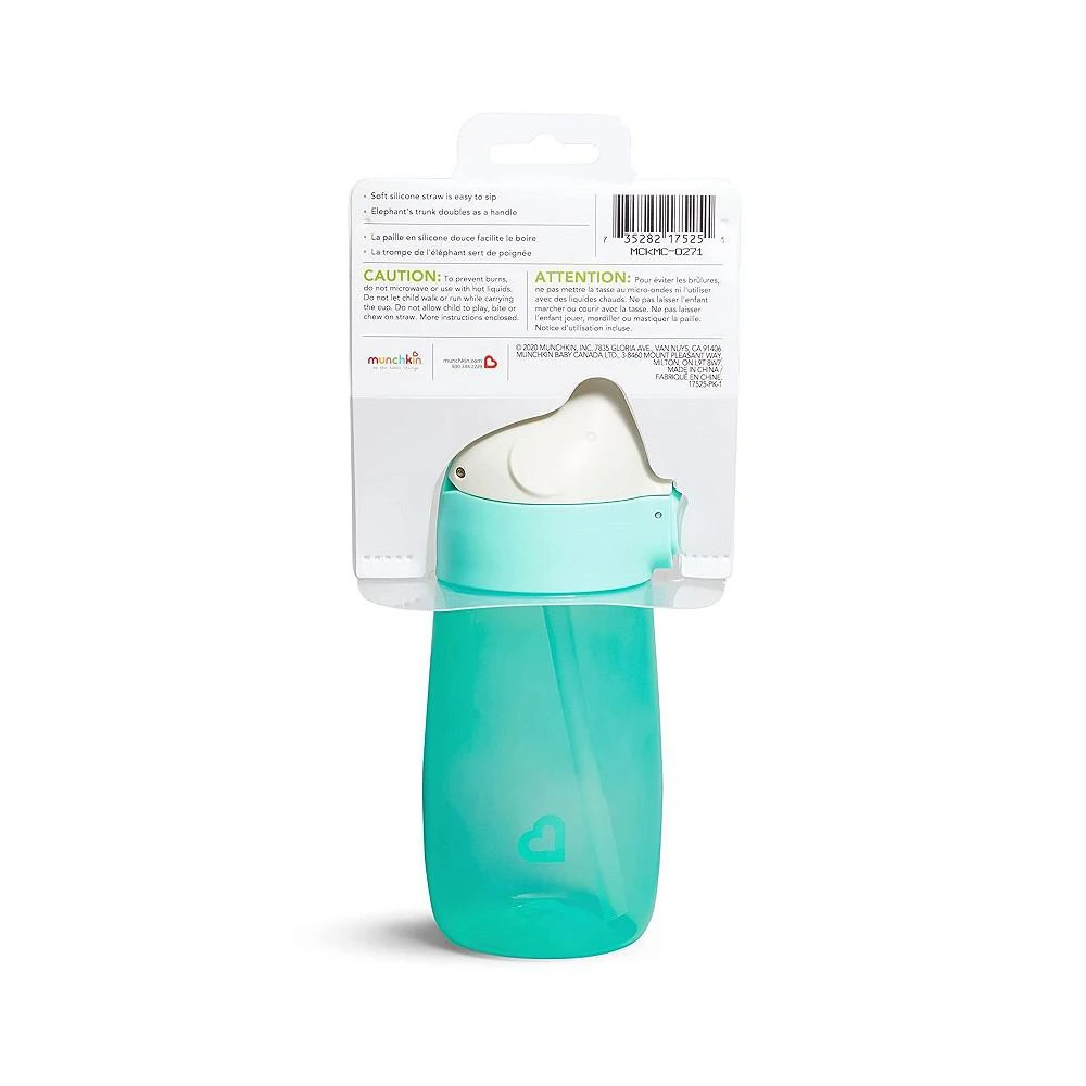 商品Munchkin|Flip n Lock Elephant Straw Cup, 12 oz, Mint,价格¥149,第3张图片详细描述