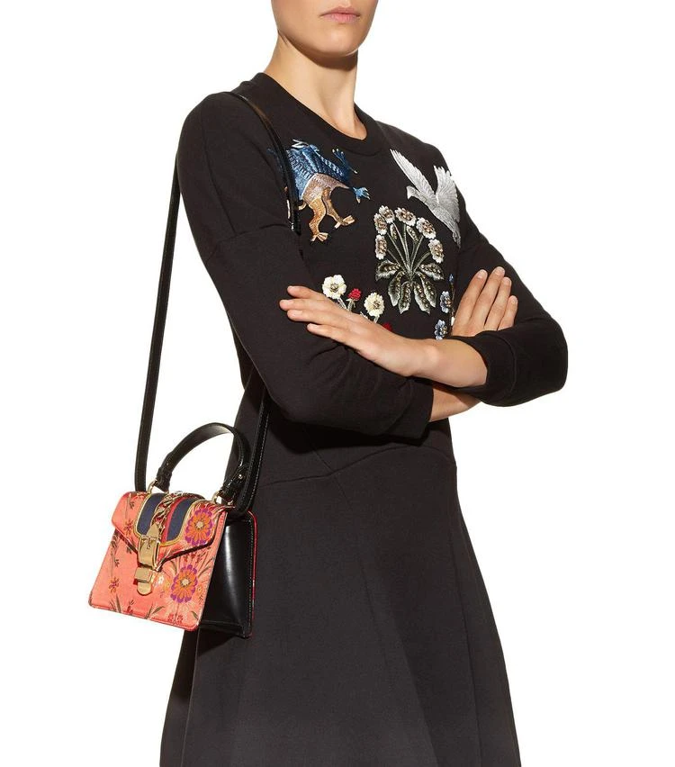 商品Gucci|Mini Sylvie Floral Jacquard Shoulder Bag,价格¥15634,第2张图片详细描述