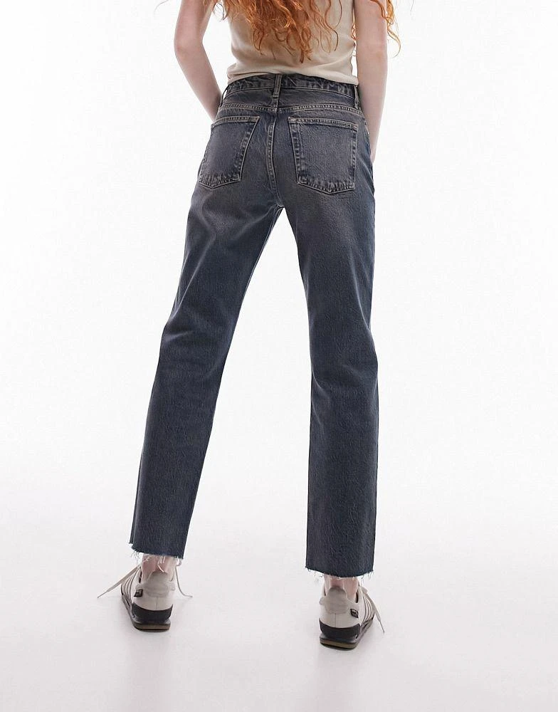 商品Topshop|Topshop mid rise straight jeans in deep sea,价格¥441,第5张图片详细描述
